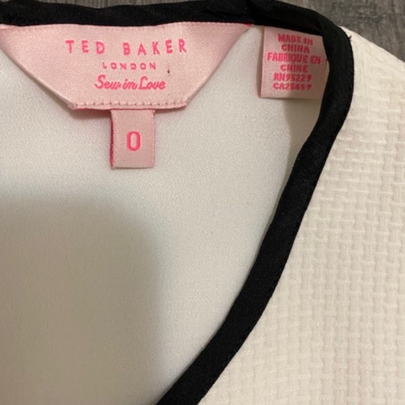 TED BAKER LONDON Heidey White Black Draped Textured Sleeveless Jumpsuit Size 0 - Picture 12 of 12